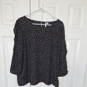 LC Lauren Conrad Black and White Dotted Blouse